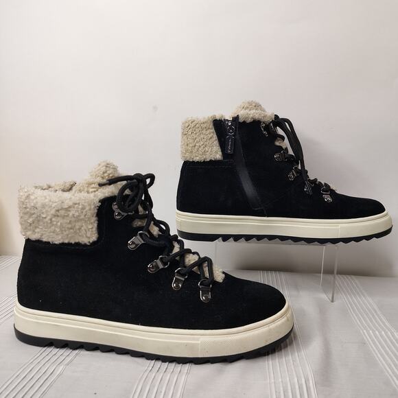 Blondo Waterproof Ankle Boots Women's Size 9M Black Suede Faux Fur Accents NWOT - Picture 2 of 11